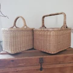 バスケット かご ラタン 藤 レトロ 古道具 - メルカリ