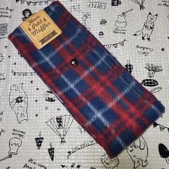 新品未使用*】 フリース プチマフラー ボタン付 レッドとネイビー