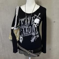 Y2K 平成 ドクロ　ギャル グランジ 英字 ロゴ ロンＴ 長袖 パンク ロック