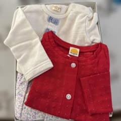 moujonjon100カーディガン＆kids zooワンピース80のサムネイル