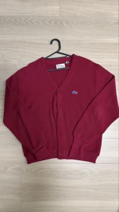 70年代 糸巻タグ IZOD ラコステ アクリル　カーディガン　ボルドーのサムネイル
