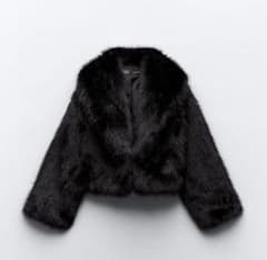 Zara 黒 ファーコートグロップドジャケットのサムネイル