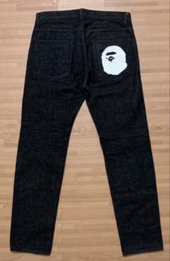 ☆激レア APE バック 猿顔 プリント デニム パンツ M kaws シャーク
