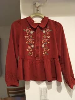 ダブルクローゼット　長袖　花　刺繍　ブラウスのサムネイル