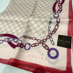 セリーヌ CELINE 大判 ハンカチ スカーフ ピンク トリオンフ 新品未