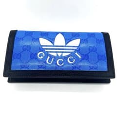 芸能人愛用】GUCCI×adidas ミケーレ GGチェーンウォレット ブルー 