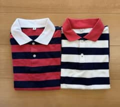 UNIQLO キッズ ポロシャツ 160 2枚セット ボーダー 半袖のサムネイル