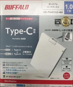 BUFFALO ポータブルHDD 1TB HD-PGAC1U3-WAのサムネイル