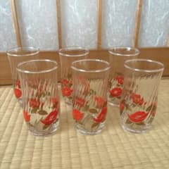 昭和レトロ グラス6つセット 花柄 - メルカリ