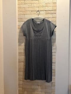 オシャレ秋冬PLS+T ウール100% ニットワンピース グレーのサムネイル