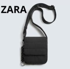 ZARA ザラ キルティングナイロン 縦型クロスボディバッグ