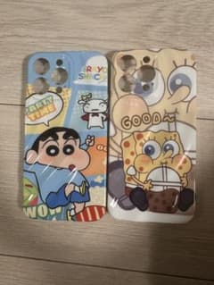 iPhone 14 Pro Max Case - Crayon Shin-chan & SpongeBob (2 pieces)