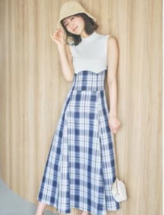 dazzlin チェックノースリーブコルセットワンピースのサムネイル