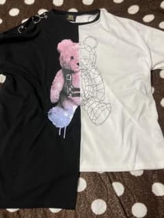 LISTEN FLAVOR バイカラー クマ プリント Tシャツのサムネイル