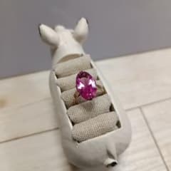 K18 リング ピンクサファイア 王冠透かし 昭和レトロのサムネイル