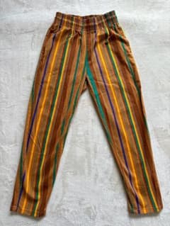 マーキーズ ロングパンツ 140 子ども服 茶色系 ストライプ カジュアル 美品
