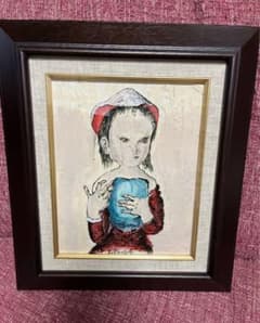 藤田嗣治 絵画 油絵 油彩 肉筆 額縁 - メルカリ