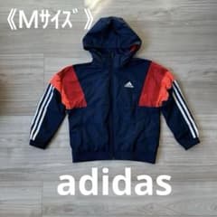 adidas フード付き薄手ウィンドブレーカー ネイビー/レッド/キッズ130