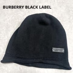 バーバリーブラックレーベルBURBERRY ロゴ ニット帽 キャップ a91