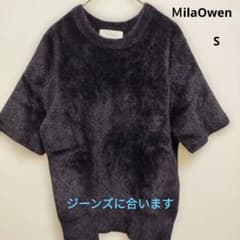 MilaOwenシャギーニット半袖ダークグレー美品綺麗のサムネイル