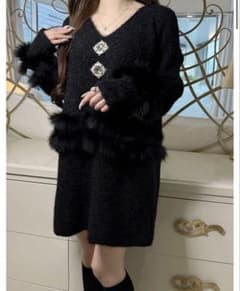 Lumignon kirakira fur knit op ブラックのサムネイル
