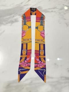 エルメス HERMES ツイリー スカーフ 紫 黄色 オレンジ ピンクのサムネイル