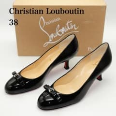 38 Christian Louboutin ルブタン 黒 エナメル 低めヒール - メルカリ