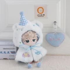 10cm ぬいぐるみ服 着せ替え マント ポンチョ 水色 推し活-A2602