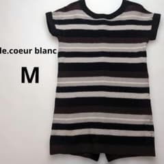 le.coeur blancボーダーデザインの半袖ニットワンピースブラックのサムネイル