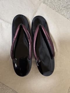 黒とワインレッドの厚底草履　23センチのサムネイル