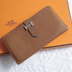 美品！Hermes エルメス ベアンスフレ ブラウン 長財布 ウォレット