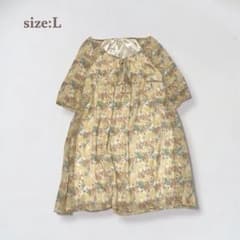 플레어 원피스 5분 소매 보타니컬 쉬폰 부드러운 여성 느긋하게