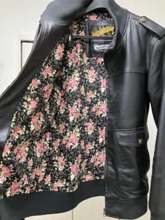 レザージャケット　「アメリカ買い付け」「アメカジ」「花柄ライニング」 XLサイズのサムネイル
