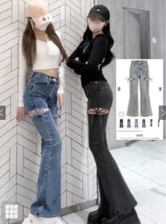 GRL サイドカットアウトリボンフレアデニムパンツ［cu578］のサムネイル