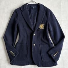 ポロラルフローレン エンブレム刺繍 紺ブレ 金ボタン ヘリンボーン S