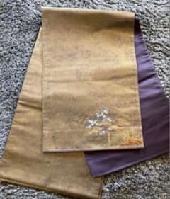 袋帯 焼箔金茶色 松竹梅宝尽くしのサムネイル