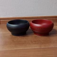木曽漆塗り☆夫婦小鉢　赤黒ペアのサムネイル