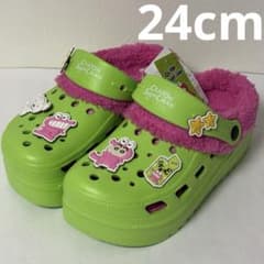 [Crayon Shin-chan] Crocs-style platform sandals with fur lining, size 24cm