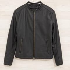 美品 UNIQLO フェイクレザー シングルライダース ジャケット ブラック