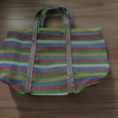 竹木　台湾　 マルチカラー ストライプ エコバッグ　漁師バックのサムネイル