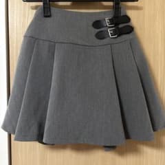 ベルト付き プリーツスカート グレー 140cmのサムネイル