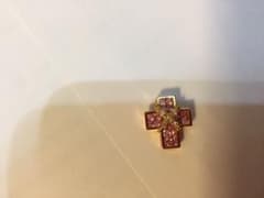 18金ピンクサファイア＆ダイヤモンドクロスペンダントヘッドのサムネイル