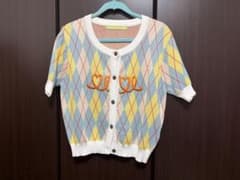 O!OiCOLLECTION アーガイル柄 半袖カーディガンのサムネイル