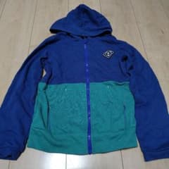130cm キッズ ジップアップパーカー　グリーン×ブルーのサムネイル