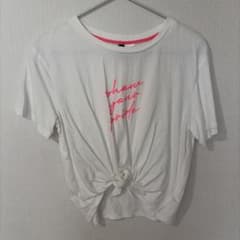 H&M裾結びコットンロゴTシャツSのサムネイル