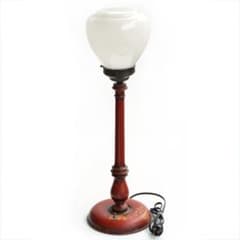 【大正・昭和アンティーク】シンプルな乳白ガラスの木製スタンドライト