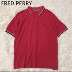 FRED PERRY ポロシャツ　レッド　赤　イングランド製　ラインのサムネイル