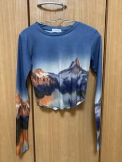 LAGUA GEM ロングスリーブ トップス 山柄 グラデーション ブルーのサムネイル