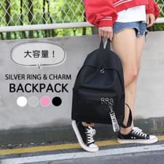 バックパック リュック シンプル シルバーリング レディース カジュアル 通学のサムネイル