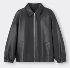 完売品 GU フェイクレザーオーバーサイズブルゾン/ブラック Lのサムネイル